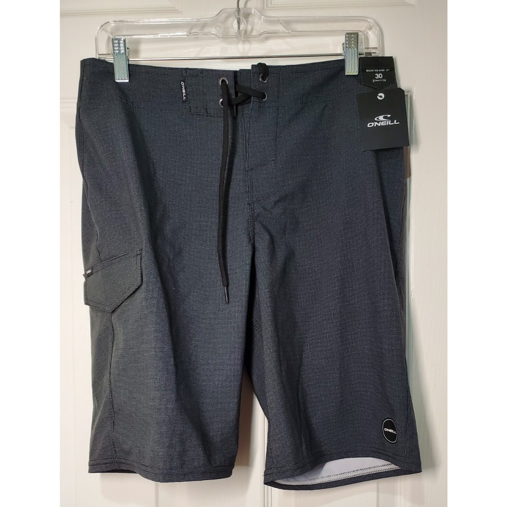 O’Neill Men’s Board Shorts Size 30 Gray Stretch Below Knee 21” NWT